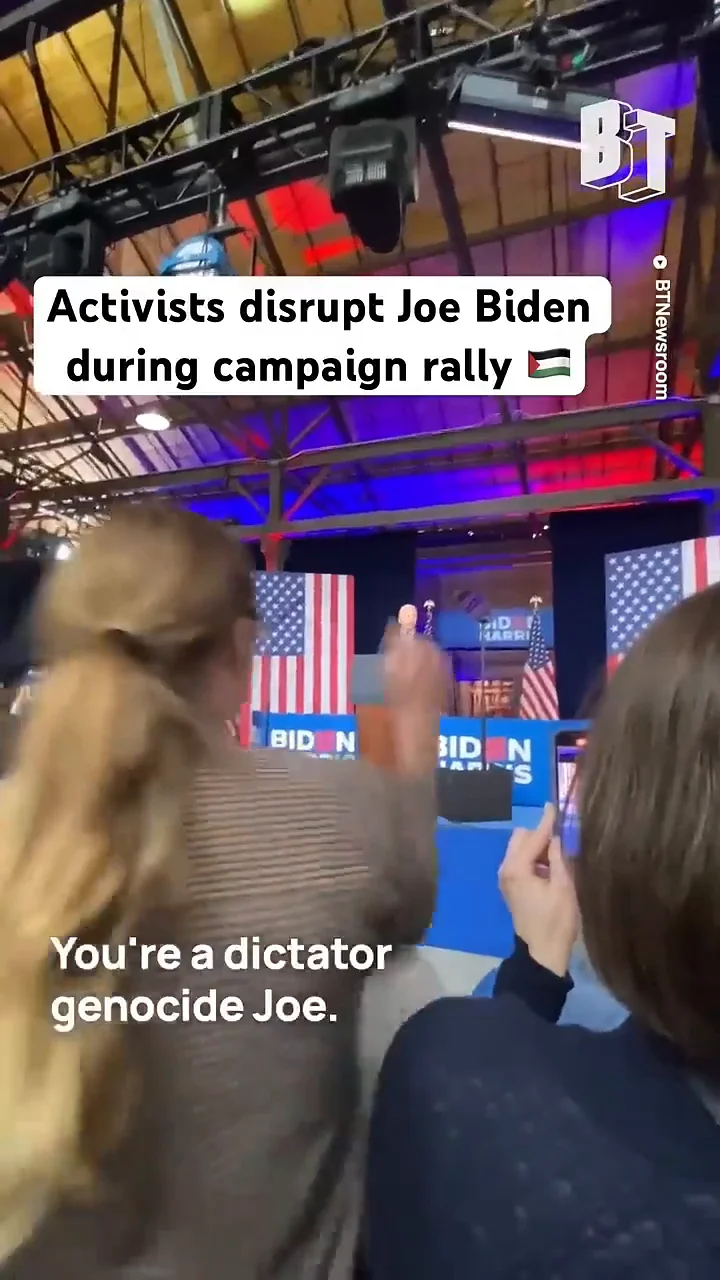 Joe Biden interrupted at campaign rally in Atlanta, Georgia by Palestine solidarity activists.